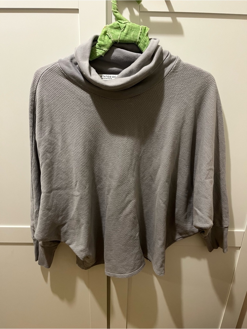Anthropologie Stateside Light Gray Waffle Knit Cowl Sweater